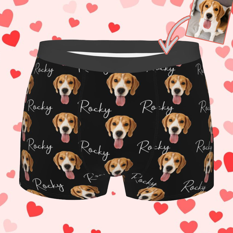 Boxer intimo da uomo con foto personalizzata e nome personalizzato, regalo semplice per gli amanti degli animali
