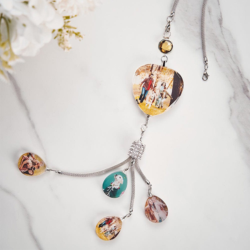 Personalized Photo Pendant 4 Styles Lucky Crystal Car Pendant add 5 Photos for Friends