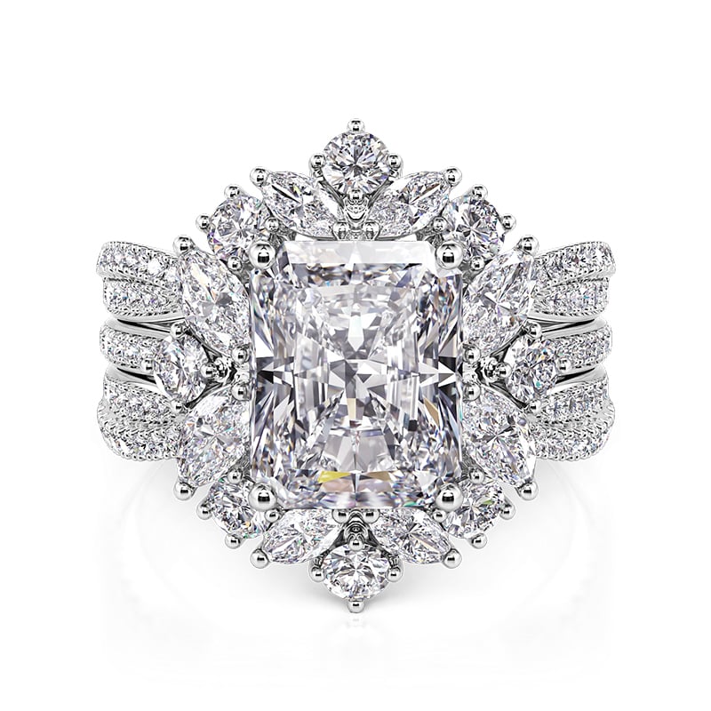 Jeulia Inset Gorgeous Sterling Silver Wedding Ring Set