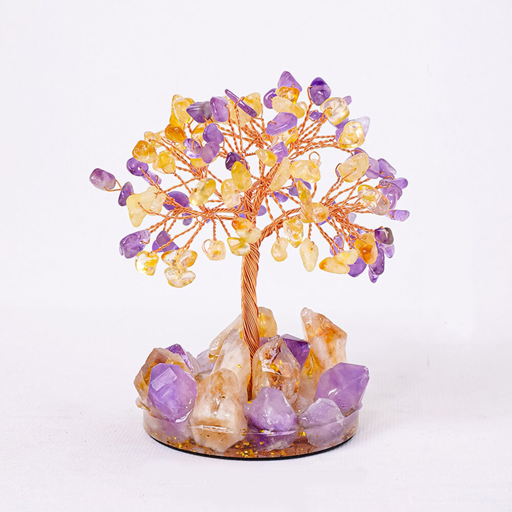 Crystal Fortune Tree Crystal Tooth Flower Tree Large Block of Raw Stone Base Deco for Friends