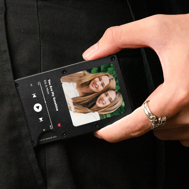 Personalized Metal Card Holder With Customized Photo And Song Title Gift For Friends
