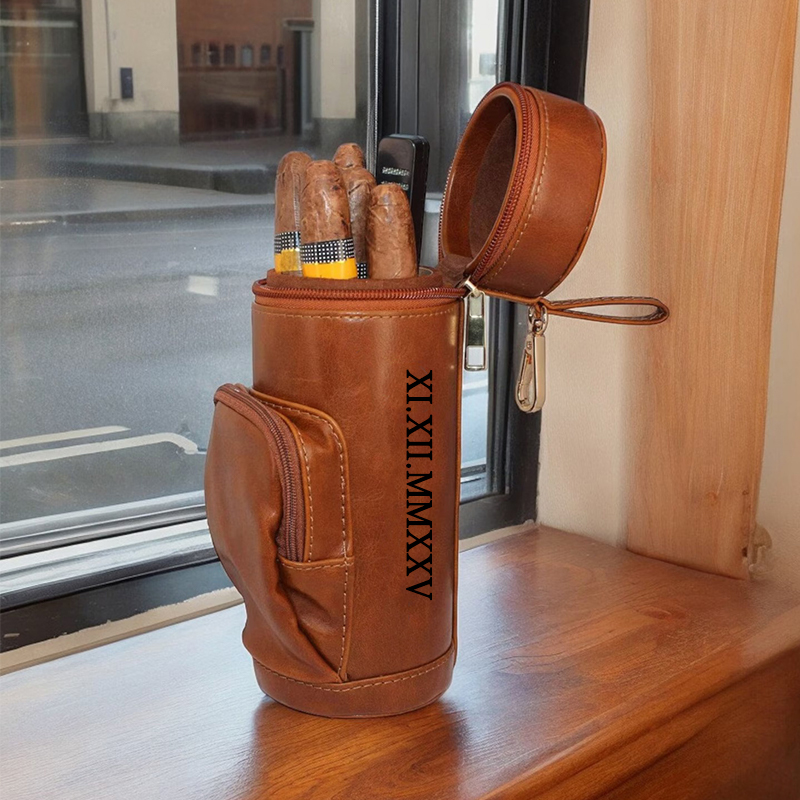 Personalized Cigar Humidor Case Custom Roman Numeral Date Unique Anniversary Gift for Cigar Aficionado