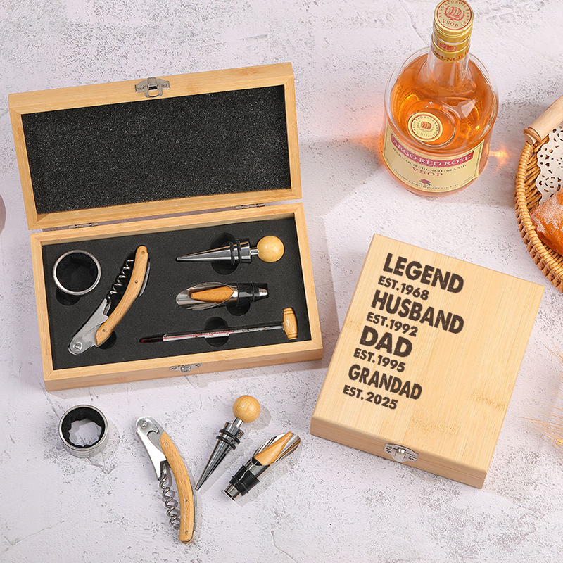 Juego de abrebotellas personalizado: La leyenda, esposo, papá y abuelo. Fechas personalizadas. Regalo único para el padre amante de las bebidas.