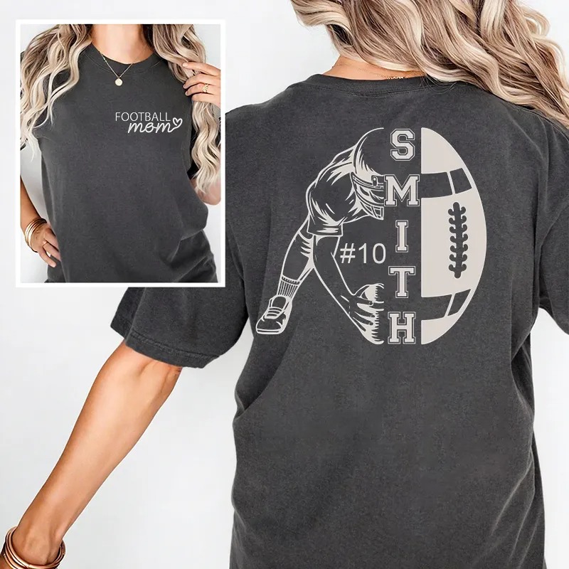 Personalized Washed T-shirt Custom Name Player Game Day Design Perfect Gift for Football Mom