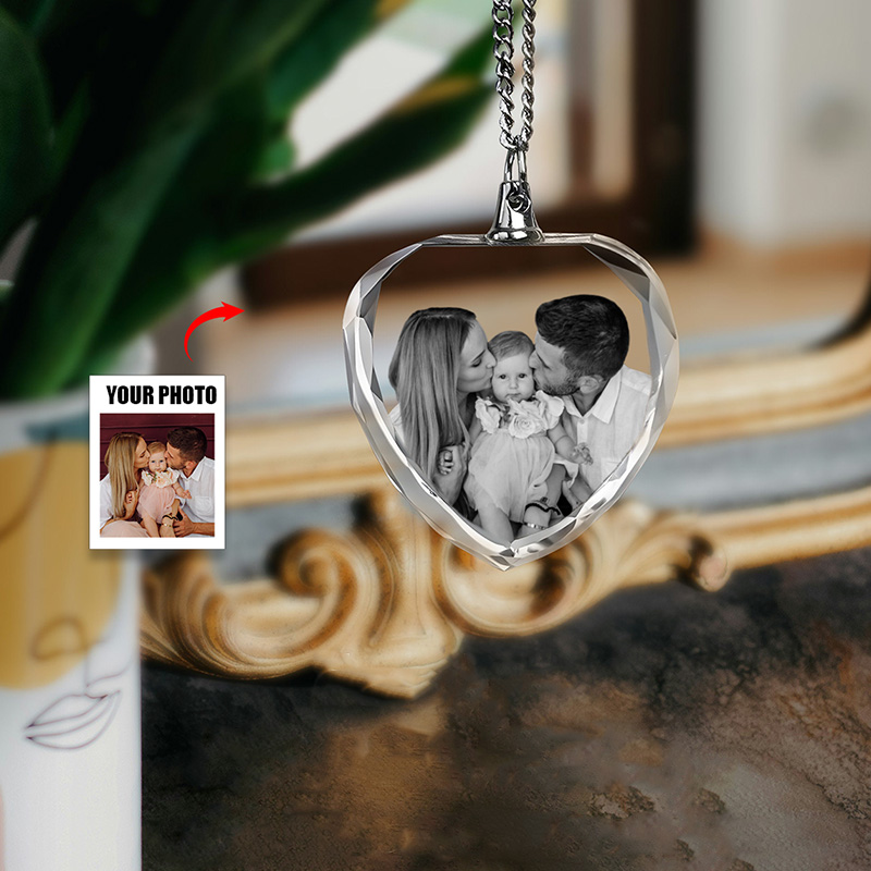 Personalized Crystal Photo Necklace Memorial Gift For Family