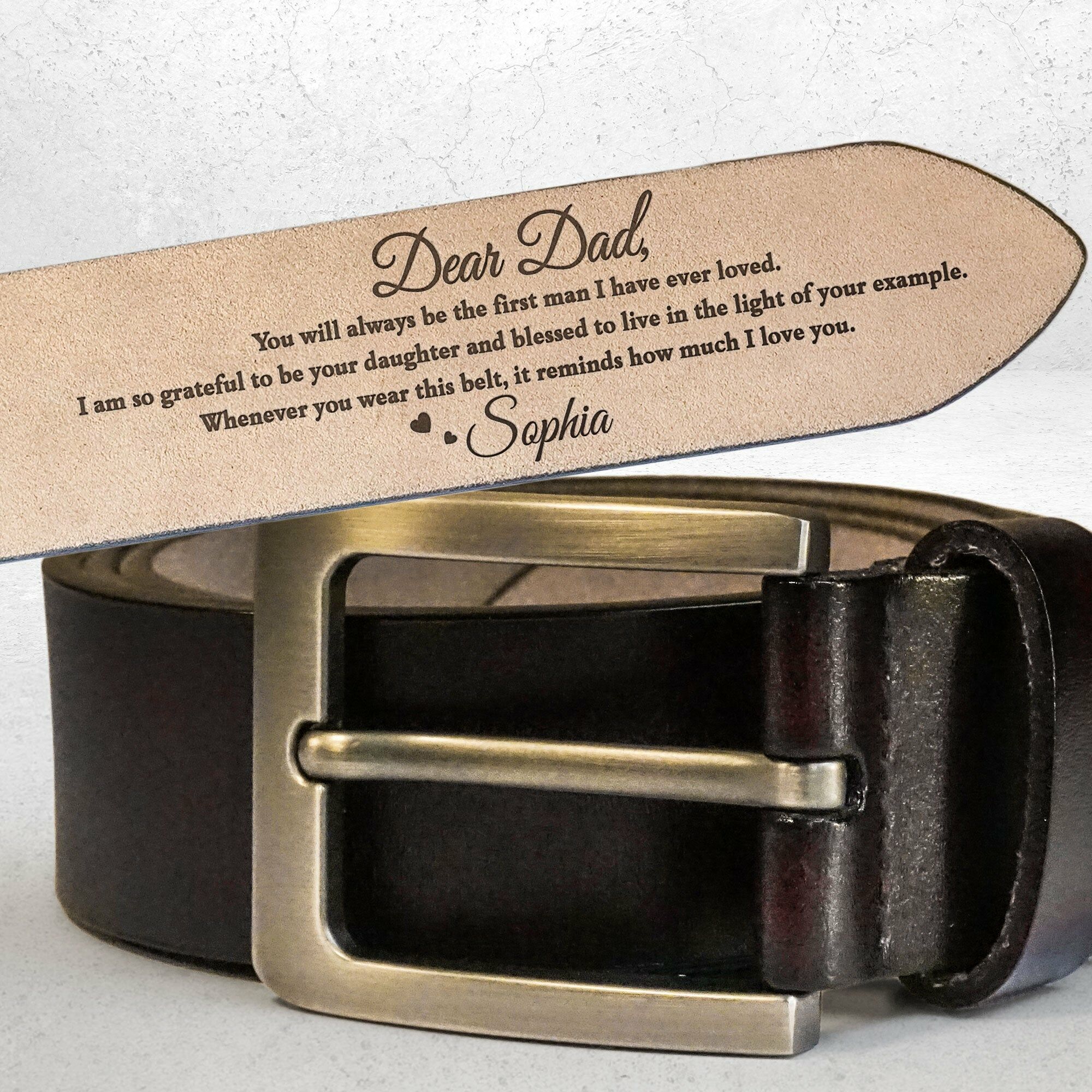Personalized Leather Belt Customized Name Wedding Bride Thank You Gift for Dad