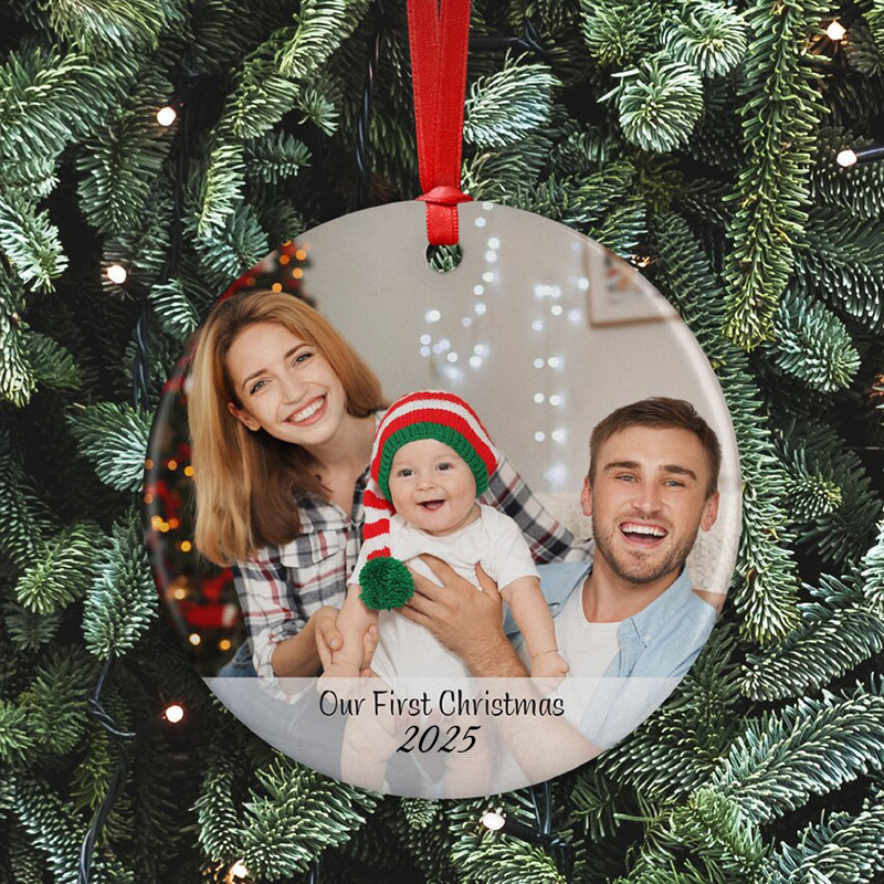 Decorazioni e Addobbi Albero di Natale Personalizzati con Foto della Famiglia e Cappello Babbo Natale