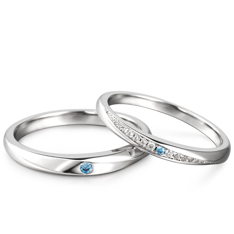 Jeulia "True Love is Forever" Sterling Silver Couple Rings