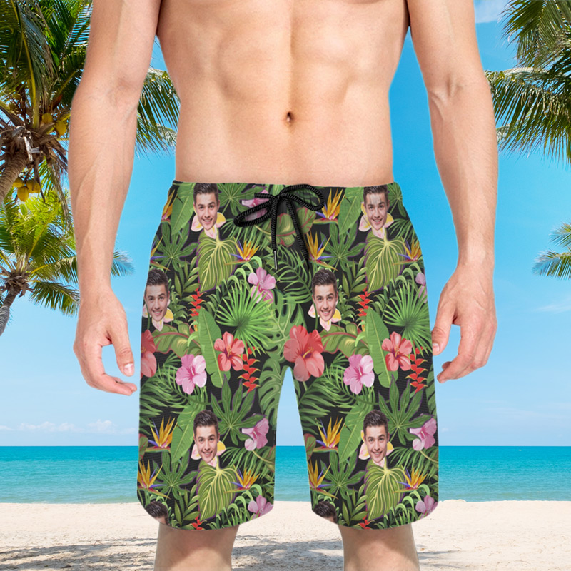 Pantaloncini da spiaggia da uomo con motivo a foglie di palma Regalo seducente per fratello