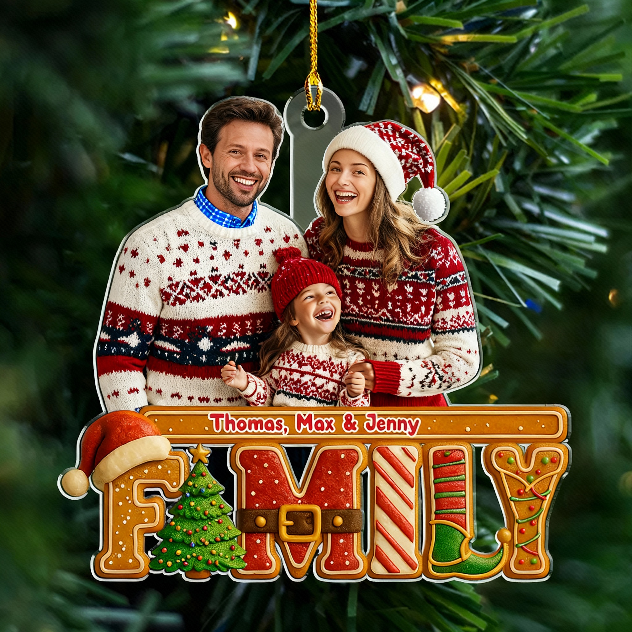 Gepersonaliseerde familie hanger aangepaste foto kerstcadeau voor familie