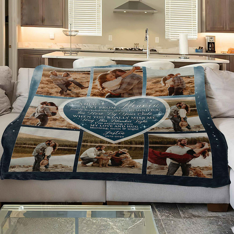 Personalized Picture Blanket with Custom Name Sweet Valentine's Day Gift "I'm Sending You My Love"
