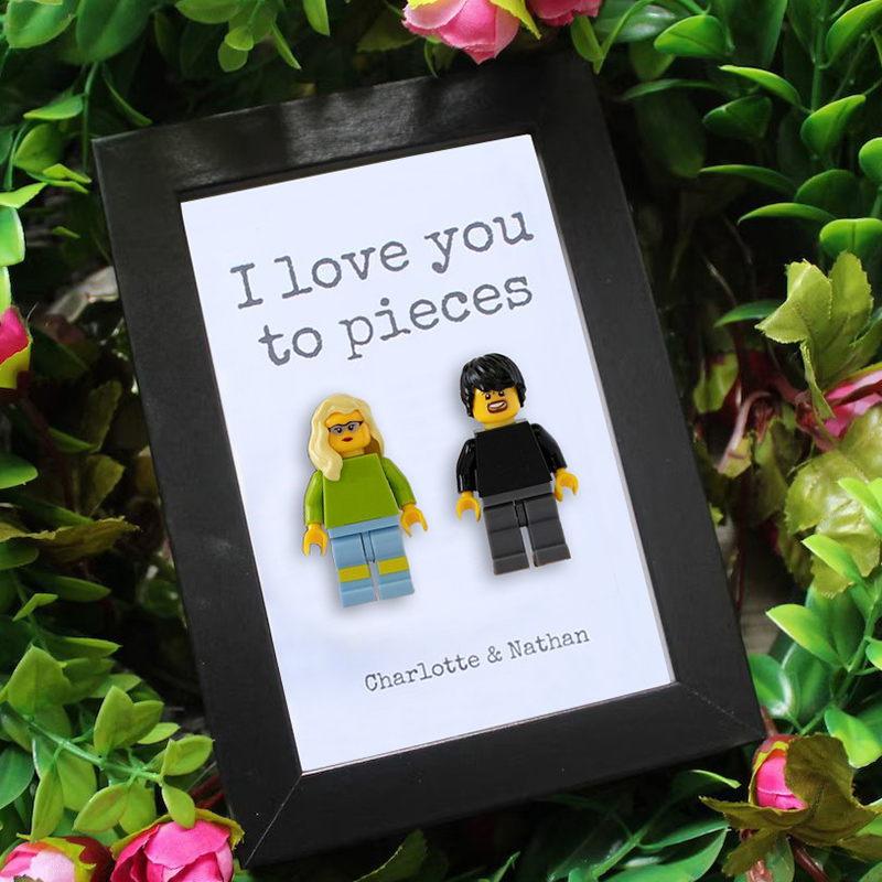 "I Love You To Pieces"Personalized Building Block Minifigure Frame Valentine's Day Gift