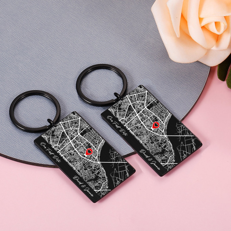 Personalized Map Keychain Special Gift for Family