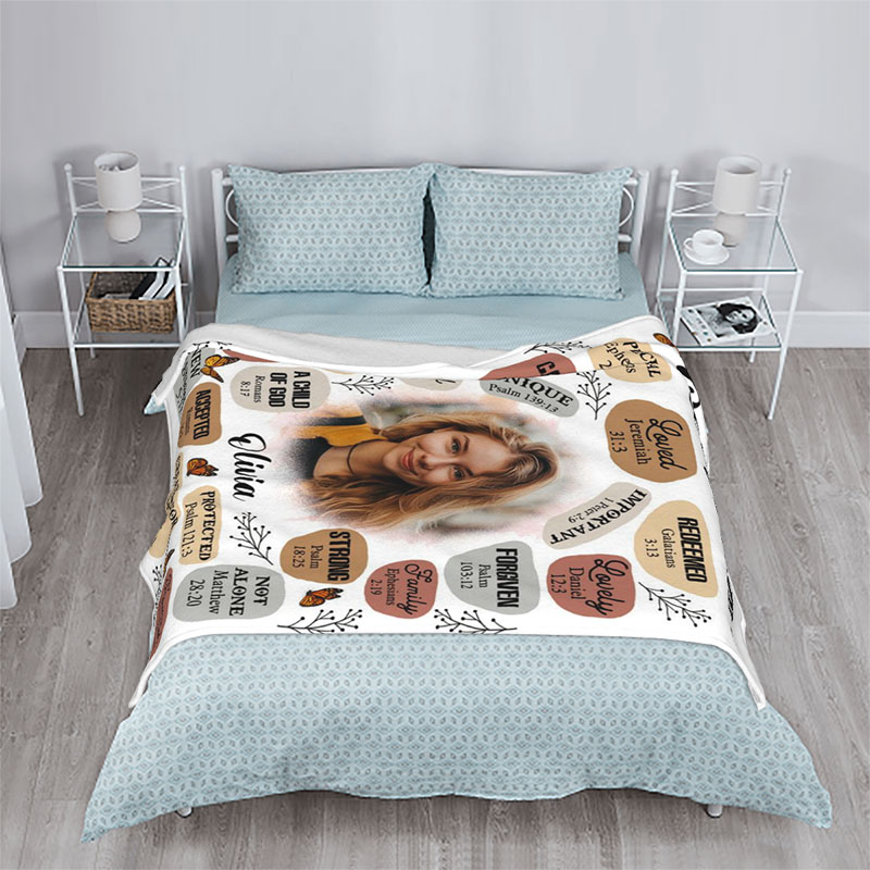 Personalized Picture Blanket with Butterflies Pattern Warm Present for Dear Friend