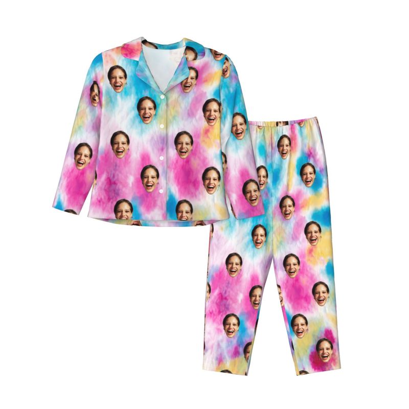 Personalized Pajamas Custom Photo Colorful Ink Drawing Style Design Artistic Gift for Her
