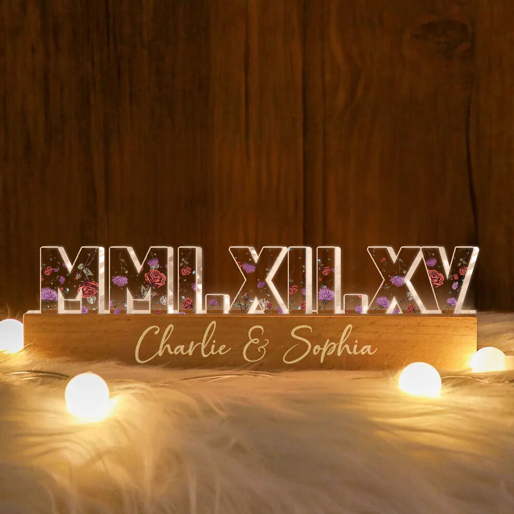 Personalized Name Night Light with Custom Birthflower Beautiful Gift for Couples