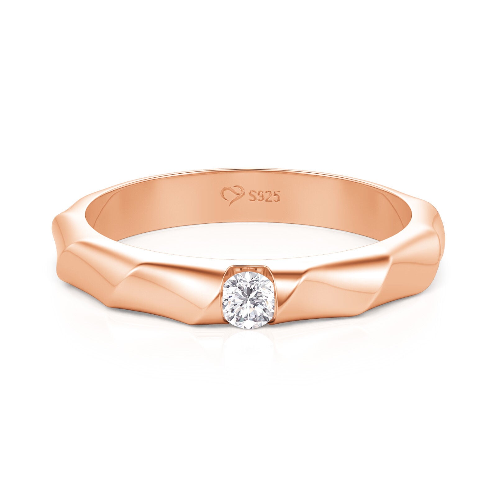 Jeulia Simple Solitaire Twisted Ribbon Women's Wedding Band