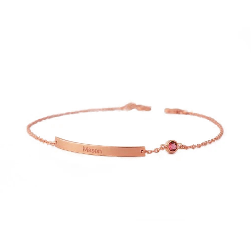 プレート 刻印 誕生石 ブレスレット