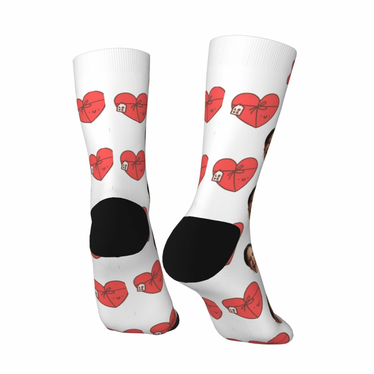 Chaussettes à visages personnalisées avec un motif de coeur comme cadeau pour votre femme