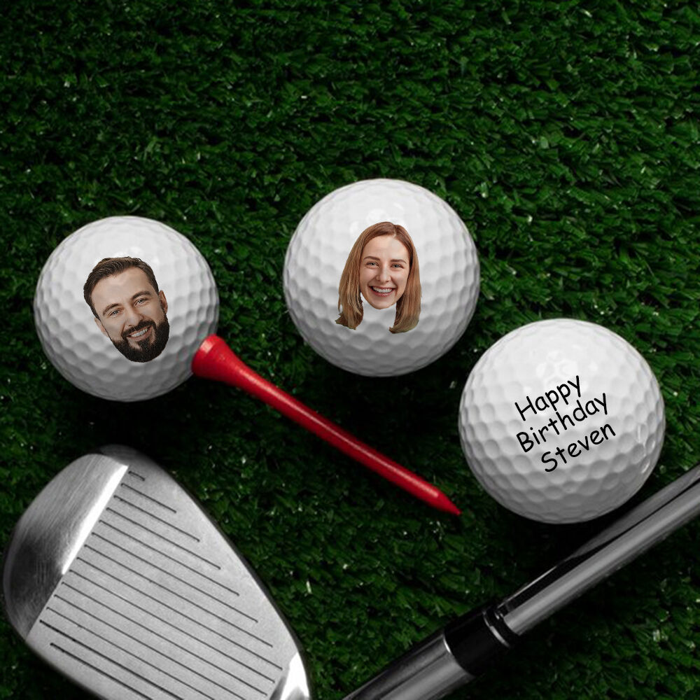 Personalized Golf Ball Set of 3 Customized Couple Photo and Vow Gift for Valentine's Day