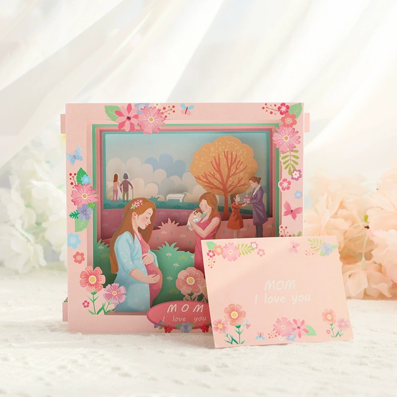 3D Pop Up Box Card Mom's Loving Company I Love You Design Perfect Mother's Day Gift