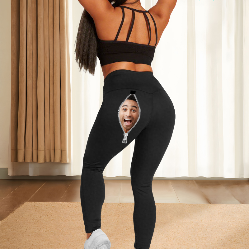 オーダーメイド レギンス 顔写真入り ジッパーデザイン  スパッツ