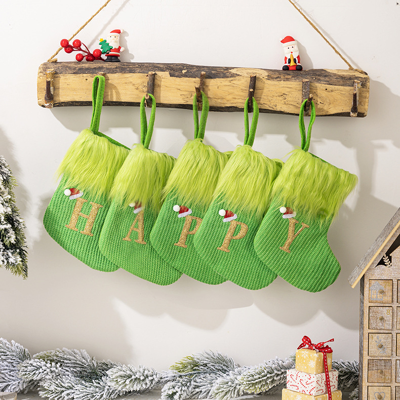 Personalized Green Monster Letter Christmas Stockings Cute Gifts for Kids