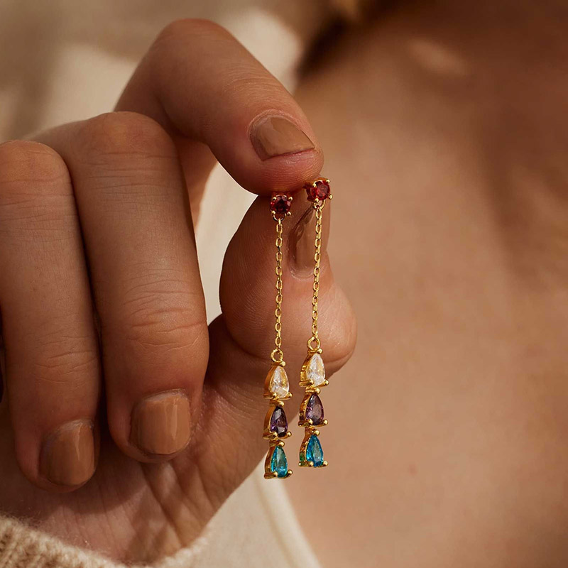 Personalized Birthstone Earrings Special Gift for Grandma