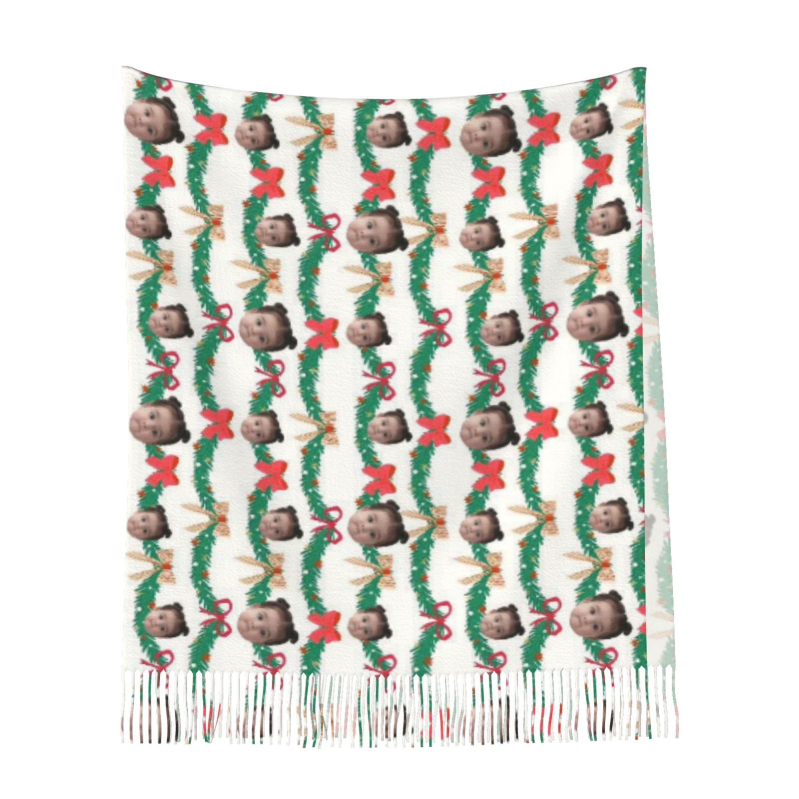 カスタマイズ 写真入れ 顔写真 スカーフ ストール 大判 クリスマス柄