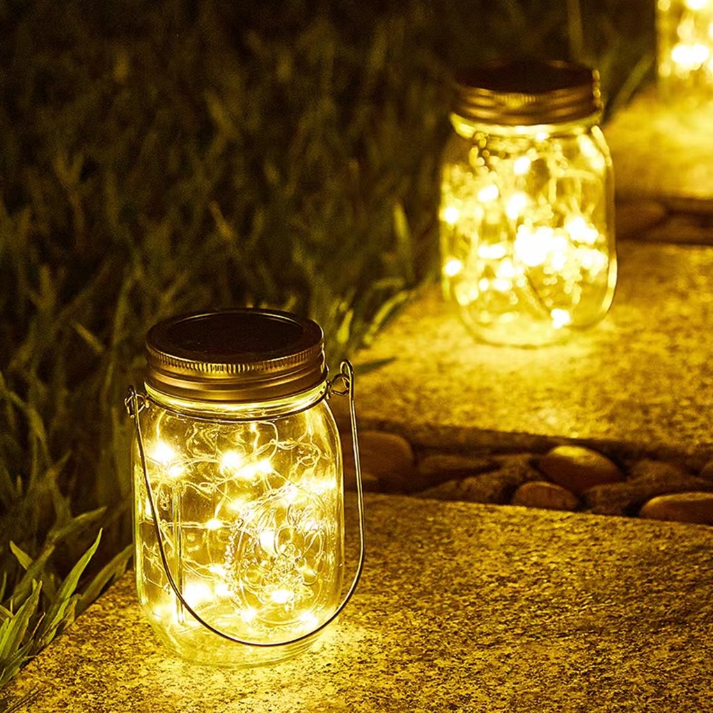 Custom Memorial Jar Night Light Solar-Powered Wishing Bottle Christmas Ornament for Family