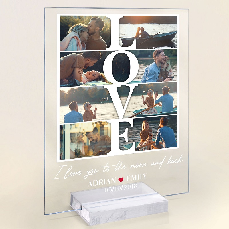Gepersonaliseerde acryl fotoplaquette Love you to the moon and back Perfect cadeau voor geliefden