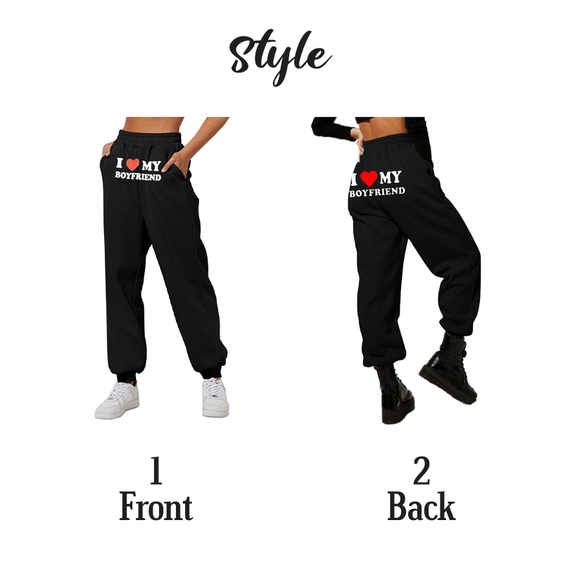 Personalized Pants I Love My Boyfriend with Heart Pattern Valentine's Day Gift for Lover
