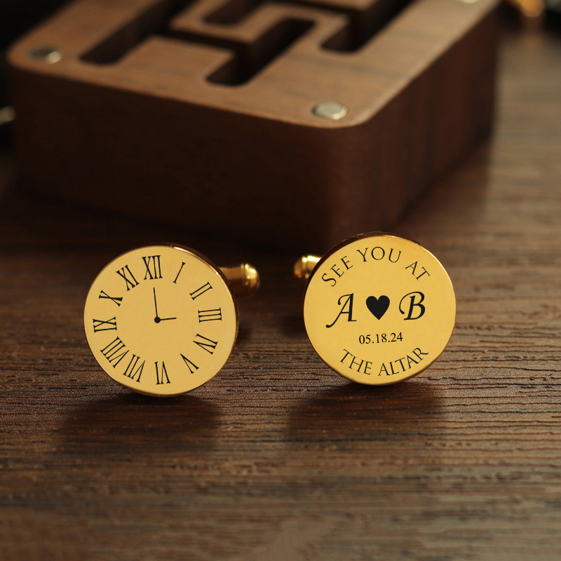 Personalized Custom Cufflink See You At The Altar Clock Design Creative Anniversary Gift for Him