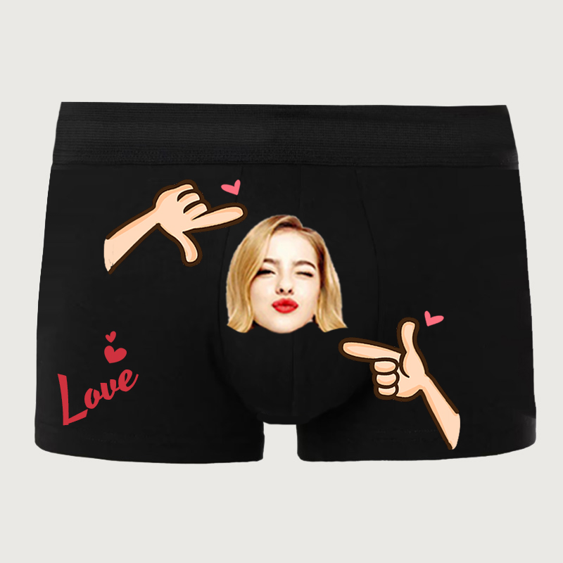 Personalisierte Foto Herren Unterwäsche Boxershorts mit niedlichen Action-Muster Valentinstag Geschenk