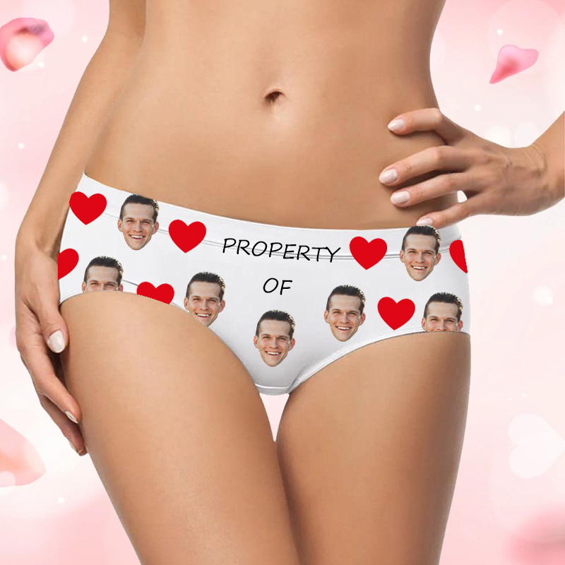 Ropa interior de mujer con foto personalizada y corazón rojo, regalo sencillo para una querida novia