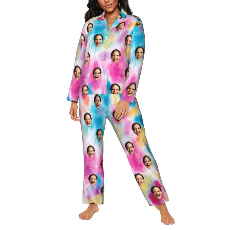 Personalized Pajamas Custom Photo Colorful Ink Drawing Style Design Artistic Gift for Her