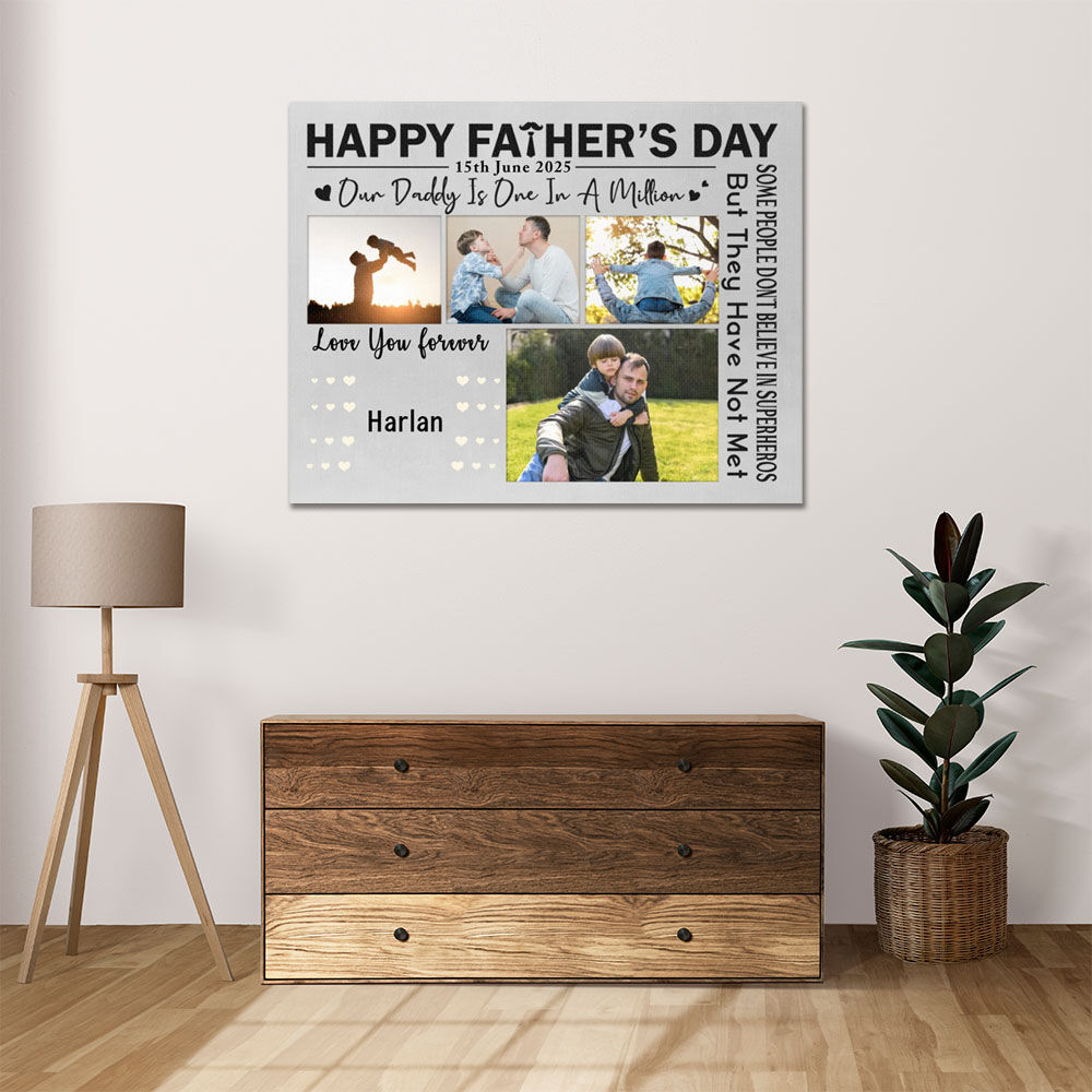 Personalized Picture Canvas Wall Art Best Gift for Dad "Happy Father's Day"