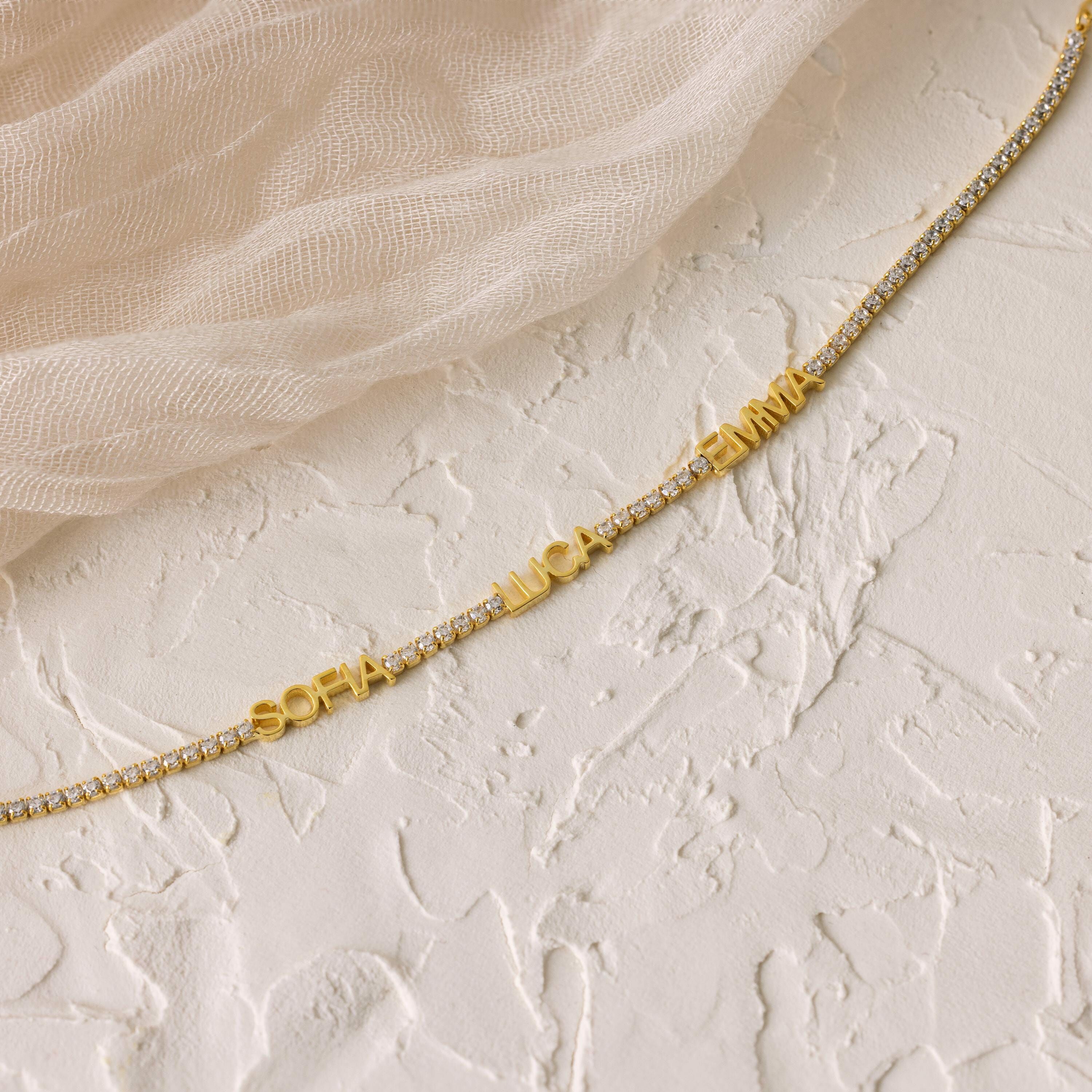 Bracelet personnalisé avec prénom et diamant cadeau pour maman