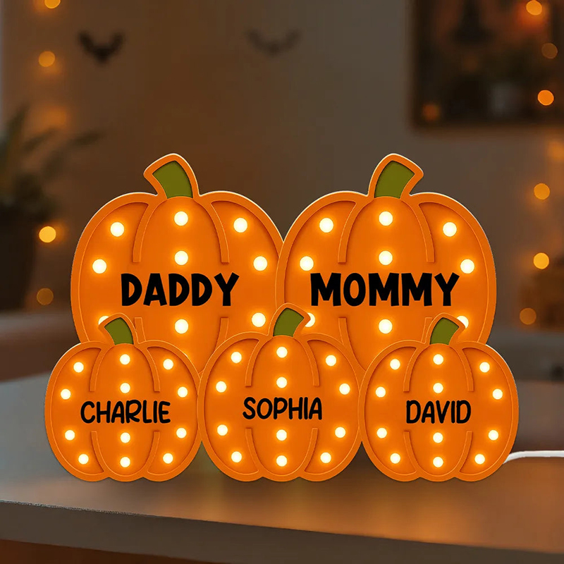 Personalized Name Night Light Pumpkins Pattern Design Creative Gift for Thanksgiving Day