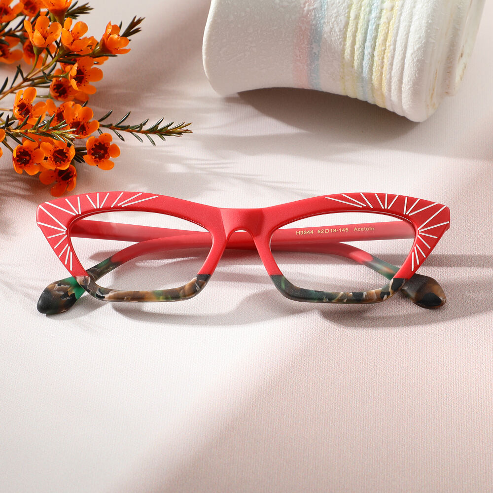 Farrah Cat Eye Red Glasses