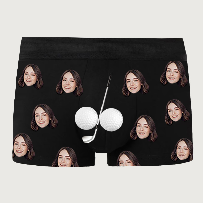 Personalisierte Bild Herren Unterwäsche Boxershorts mit Golf-Muster Einfaches Geschenk zum Valentinstag