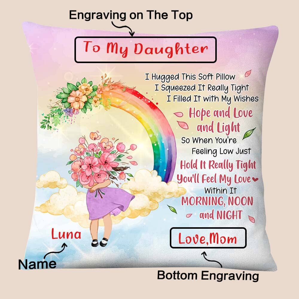 Personalized Pillows with Rainbow and Flower Patterns Are Great Gifts for Girls