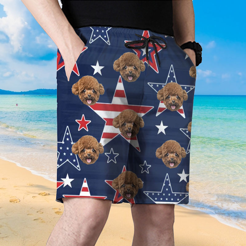 Pantalones cortos de playa personalizados con estampado de bandera para hombre, regalo creativo para amigos