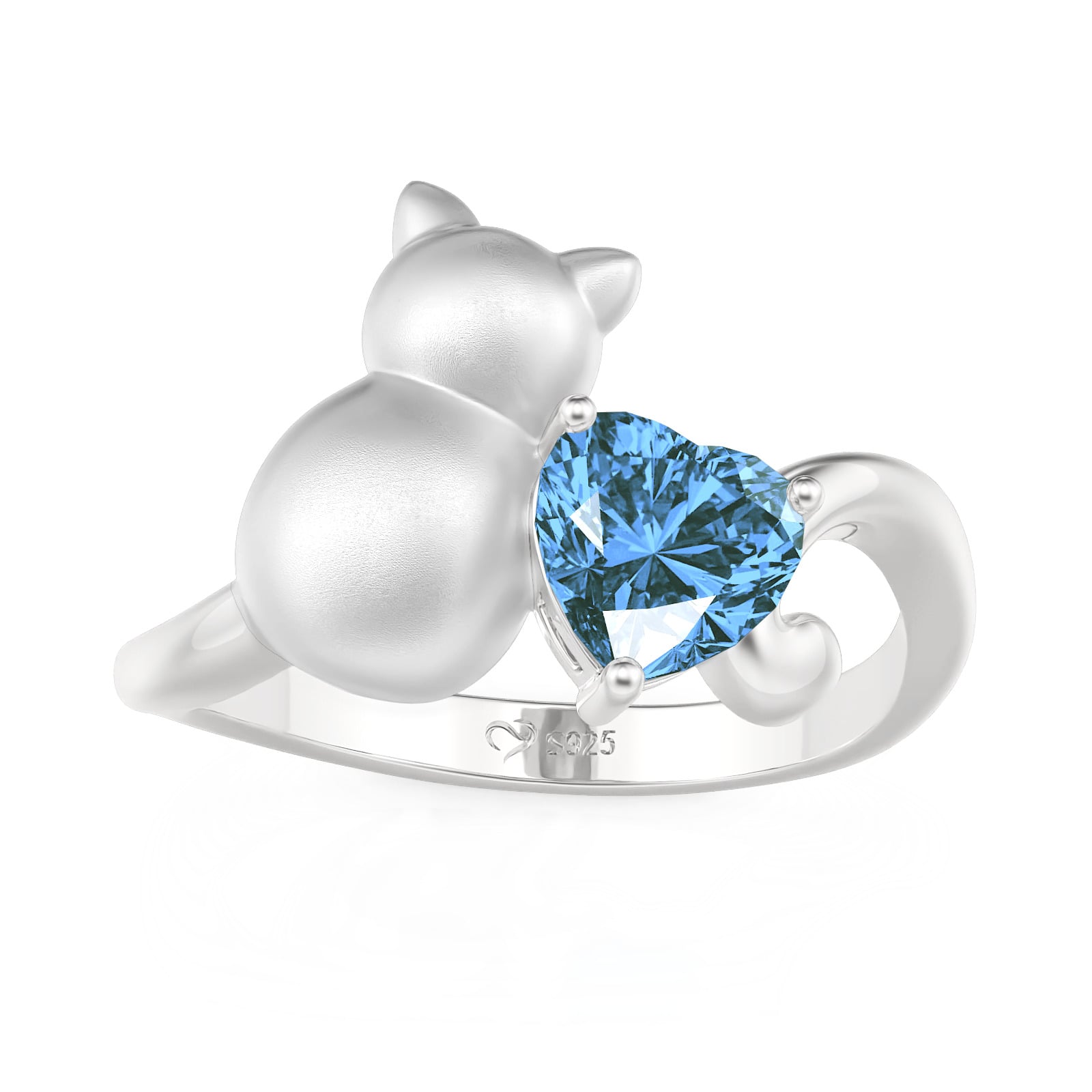 Jeulia Cat Tail Wraps Heart Ring Sterling Silver