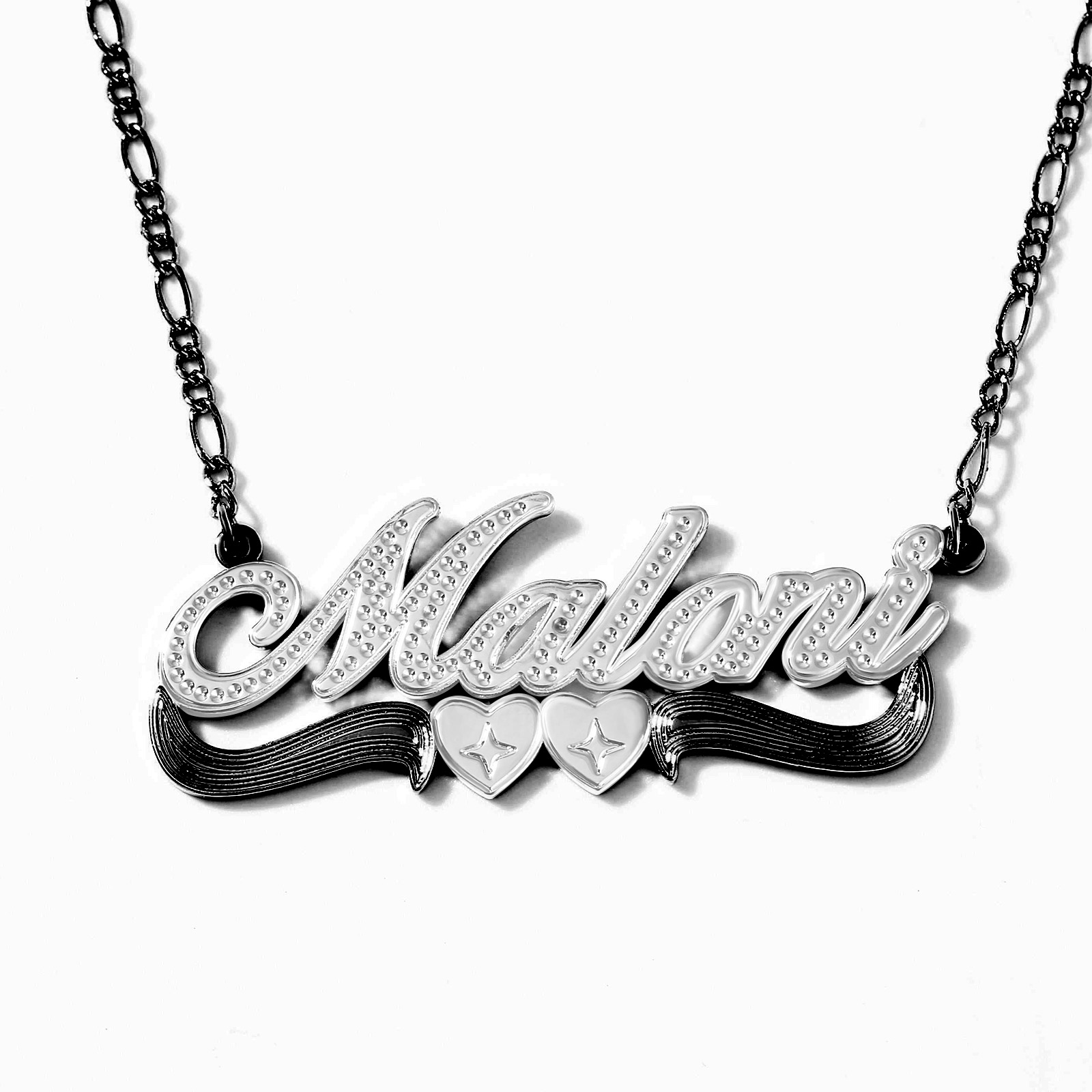 Two-Tone Heart Custom Name Necklace