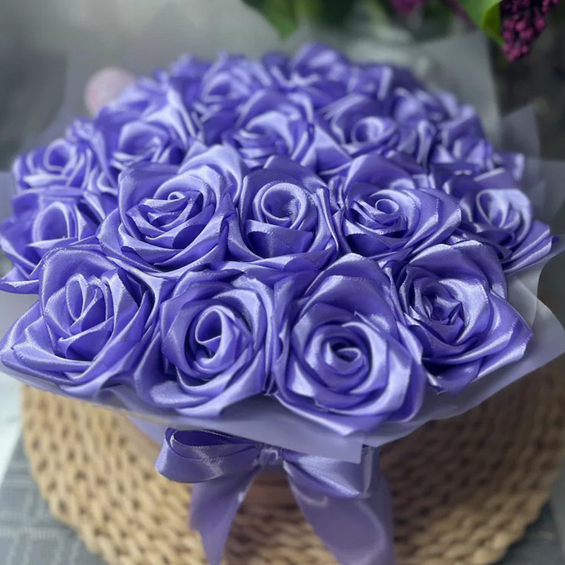 Handmade Satin Rose Bouquet Romantic Valentine's Day Gift For Girlfriend