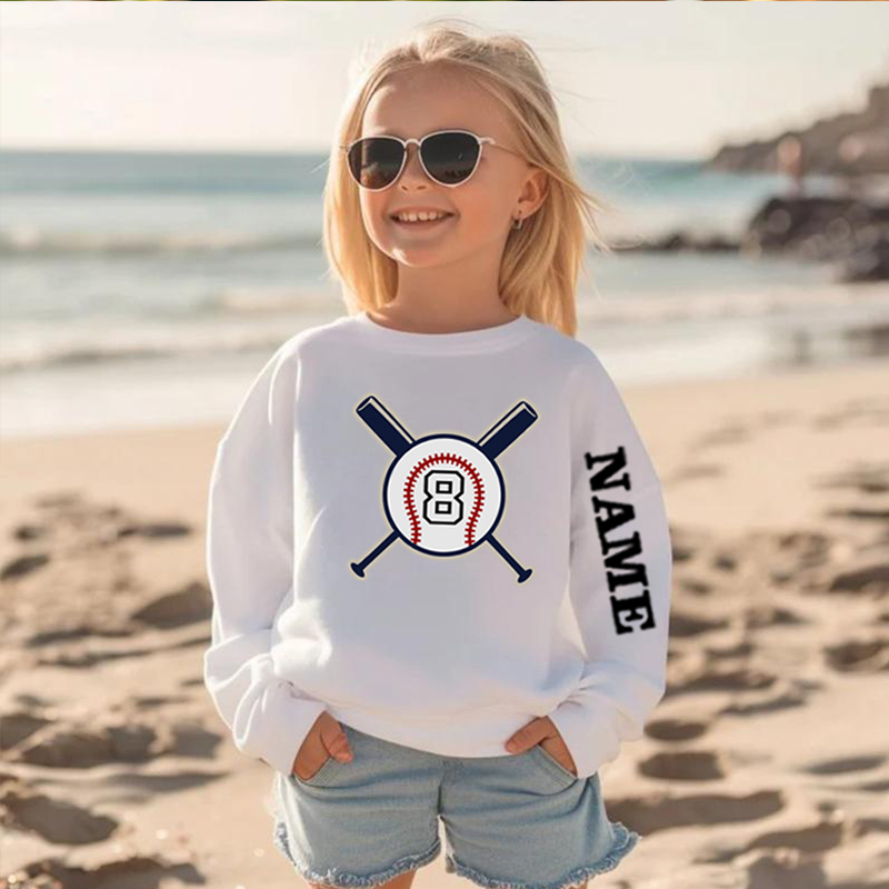 Personalized Kids Sweatshirts With Customized Name Tape Baseball Graphics For Sports Fanatics