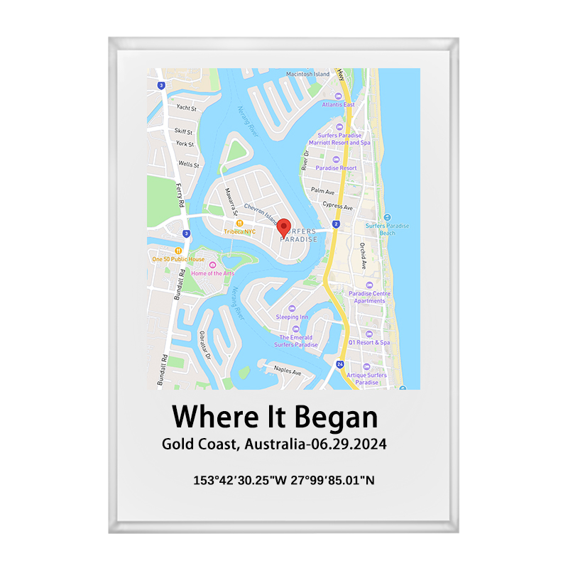 Personalized Acrylic Plaque The Day We Met Custom Map Design Creative Anniversary Gift for Couples