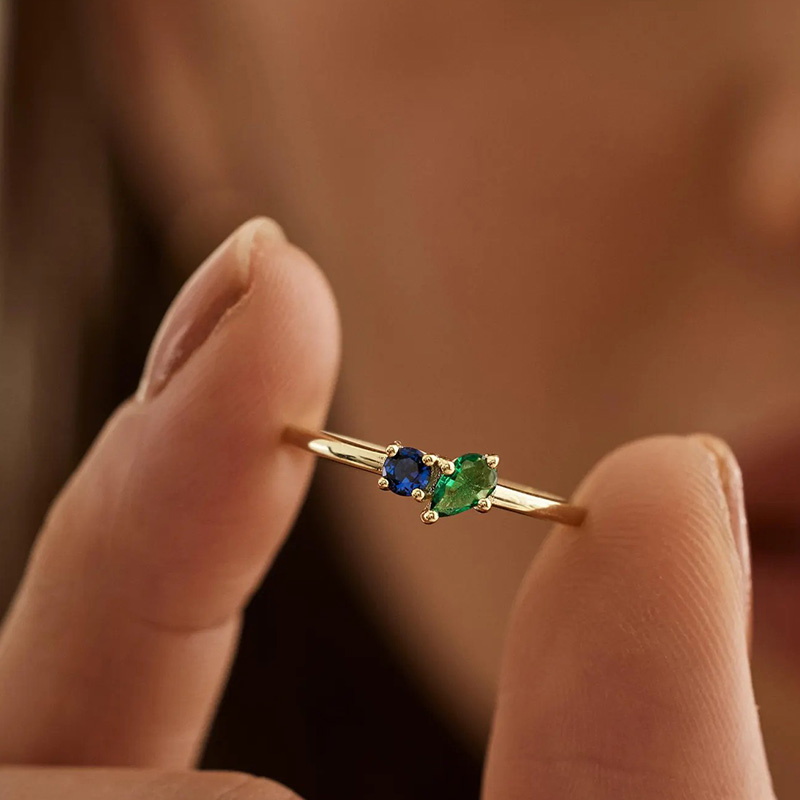 Personalized Birthstone Ring Beautiful Gift for Couples