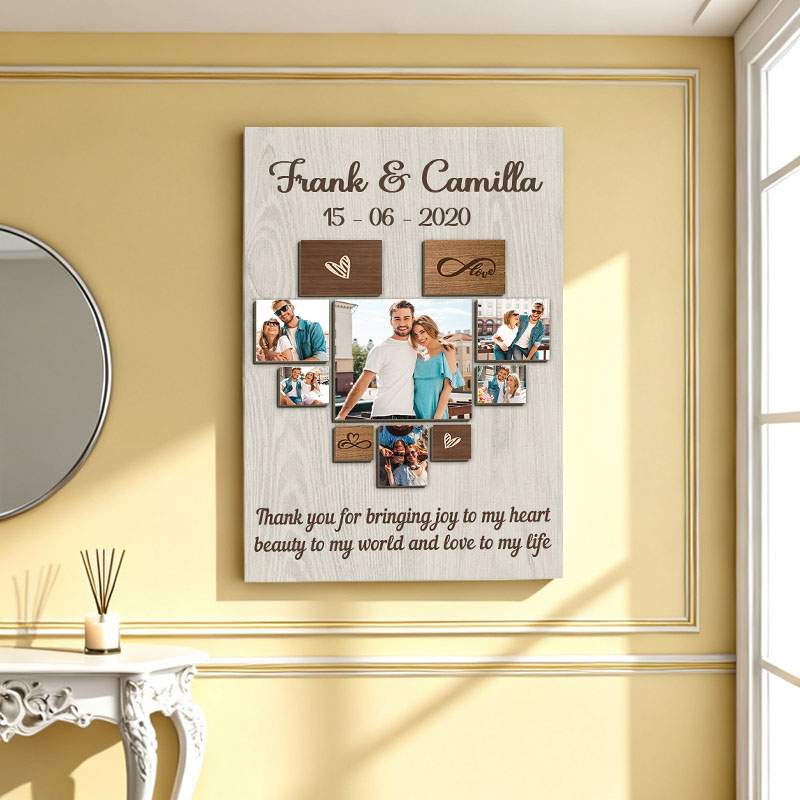 Personalisierte Wanddekoration aus Leinwand mit Bild Romantisches Geschenk für Paare